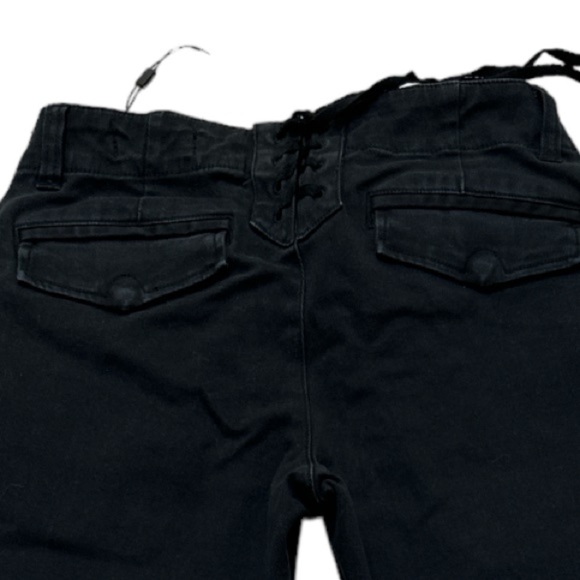 Pam & Gela Black Uniform Side Stripe Pant Adjustable Lace Up Back Waist Size 24 - Picture 4 of 15